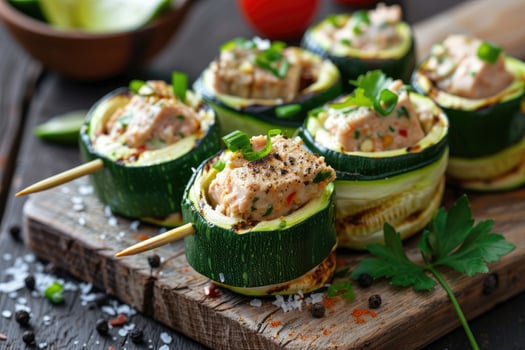 Delicious grilled zucchini rolls stuffed with a savory filling photo