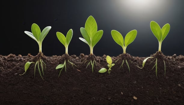 Life Unfolds Seedlings Breaking Through Earth photo