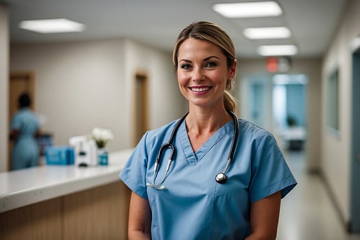 close up of beautiful female medical assistant photo
