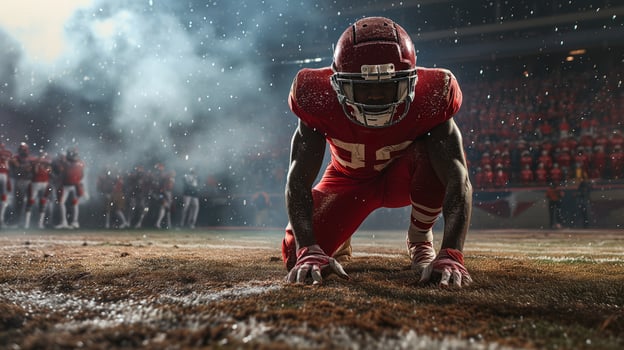 American football player in action during a game photo
