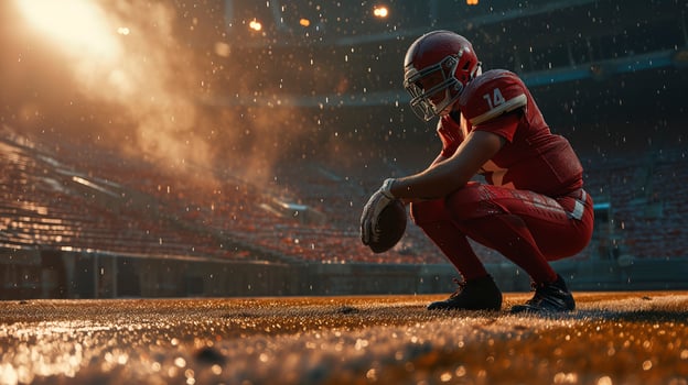 American football player in action during a game photo