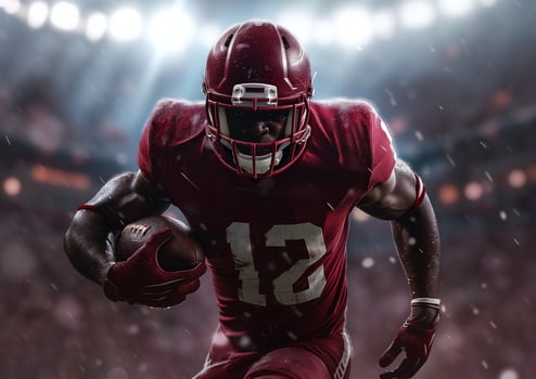 American football player in action during a game photo