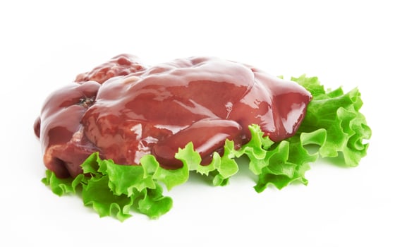 raw liver on white photo