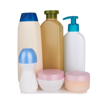 cosmetic products on white photo