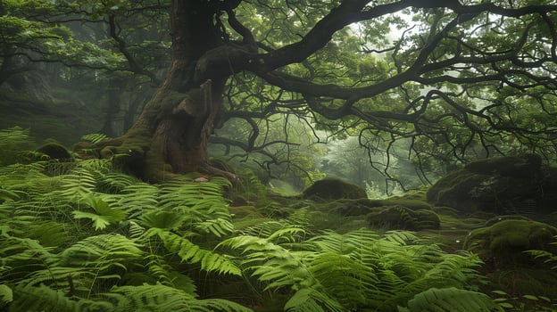 A mysterious and ancient natural environment with enor photo