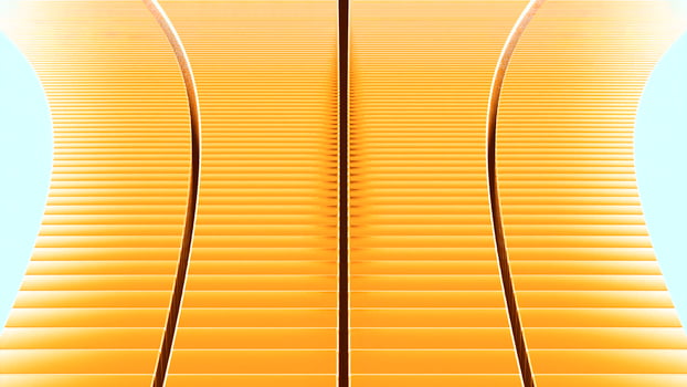 Abstract endless digital road background. Design. Flying faster and faster above bending futuristic path. photo