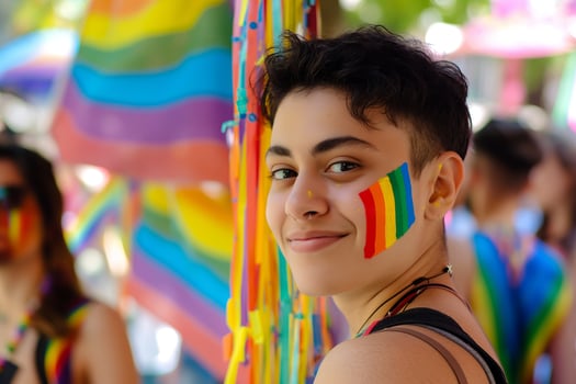 Celebrating Pride Day with Vibrant Face Paint photo