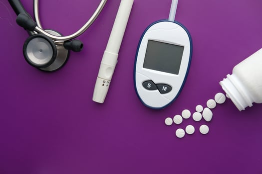 blood sugar measurement for diabetes with stethoscope photo