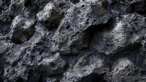 An upclose view of a rocky surface with visible holes photo