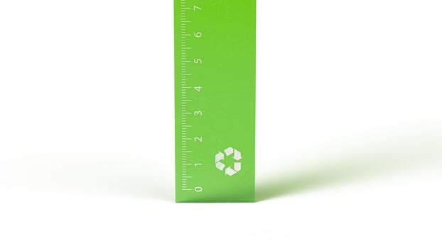 30 centimeter ruler green Pet ecologica translucida antique and used on the set photo