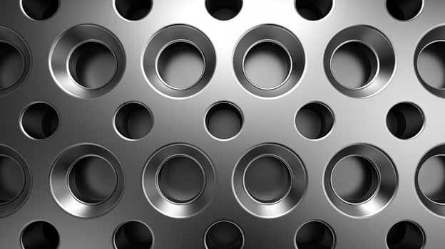 3D Render metallic background with holes pattern photo
