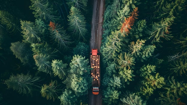 Timber transport through forest photo
