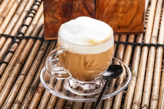 Cappuccino hot espresso with milk photo