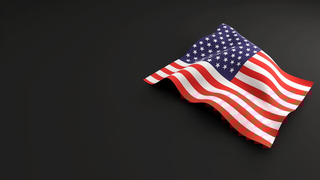 Folded American Flag on Black Background, Memorial Day, Realistic Fabric photo