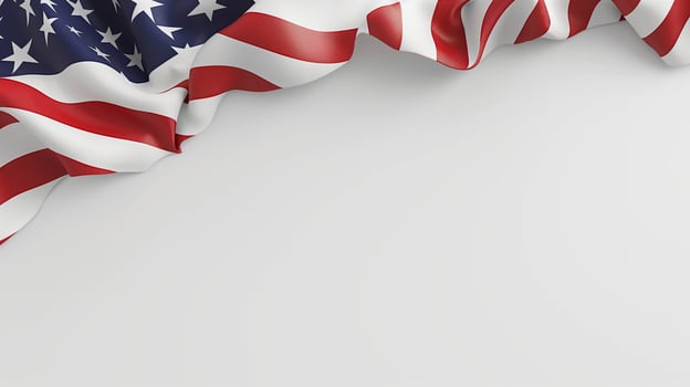 Folded American Flag Half Shown from a Corner on White Background, Memorial Day photo