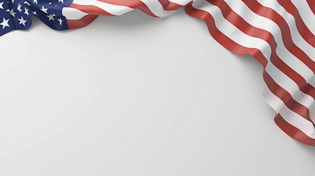 Folded American Flag Half Shown from a Corner on White Background, Memorial Day photo
