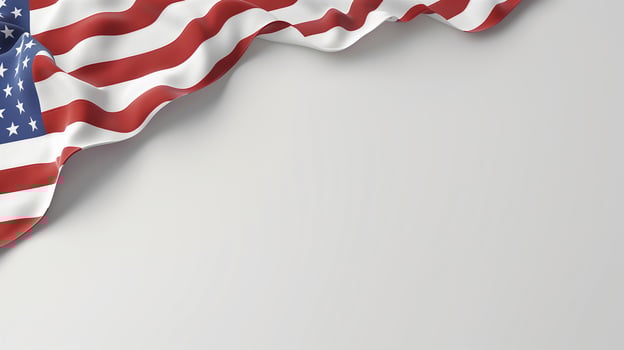 Folded American Flag Half Shown from a Corner on White Background, Memorial Day photo