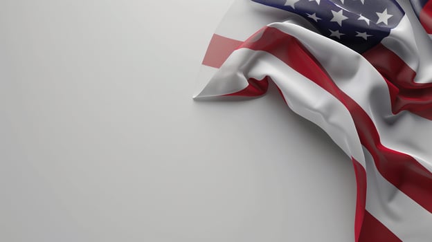 Folded American Flag Half Shown from a Corner on White Background, Memorial Day photo