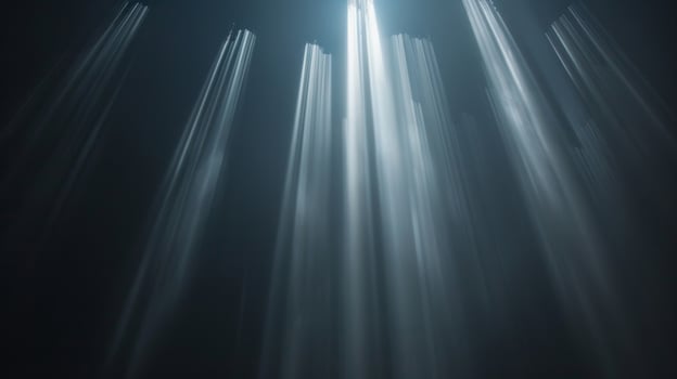 A mysterious phenomenon vertical columns of light piercing through the darkness photo