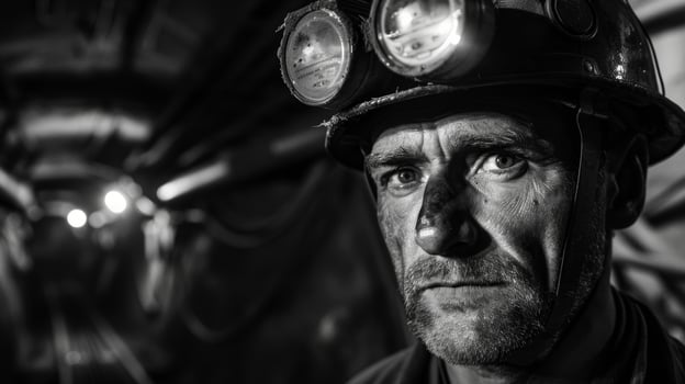 The coal miners headlamp is a constant and reliable companion helping him navigate the treacherous underground terrain photo