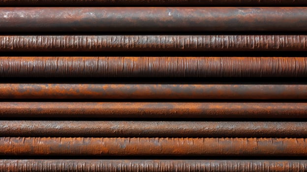 A close up of a stack of rusty pipes photo