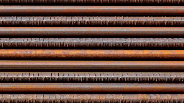 Rusted corrugated metal roofing panels. photo