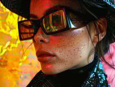 Fashionable model girl with glasses photo