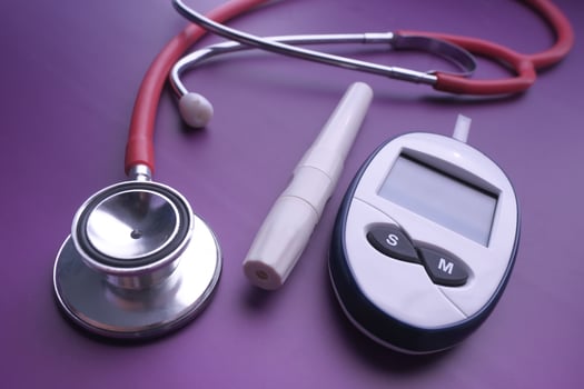blood sugar measurement for diabetes with stethoscope photo