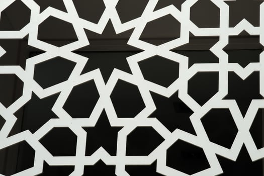 Black and white modern pattern. Black background photo