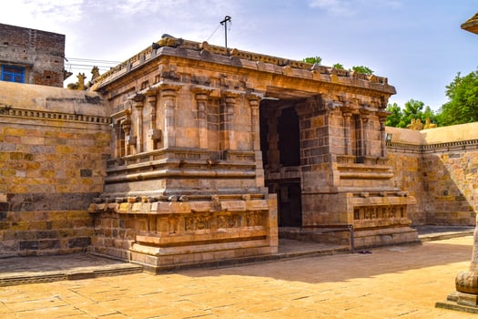 The Airavatesvara temple, located in Kumbakonam, Tamil Nadu, India photo