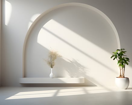 white wall empty room interior floor background modern light design. photo