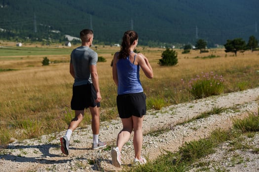 Dynamic Duo. Fitness-Ready Couple Embraces Confidence and Preparation for Upcoming Marathons photo