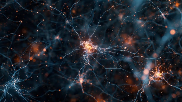 A zoomedin view of the connections between neurons like a network of highways in the brain photo