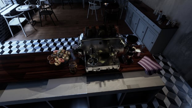 Modern Kitchen With Stove Top Oven on Counter photo