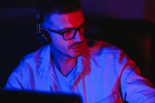 freelancer working at a computer at home photo