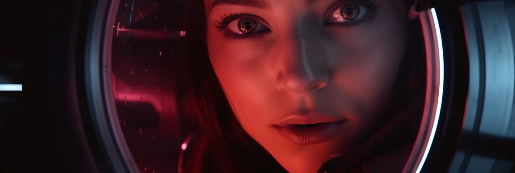 Portrait of a woman in a spaceship. . photo