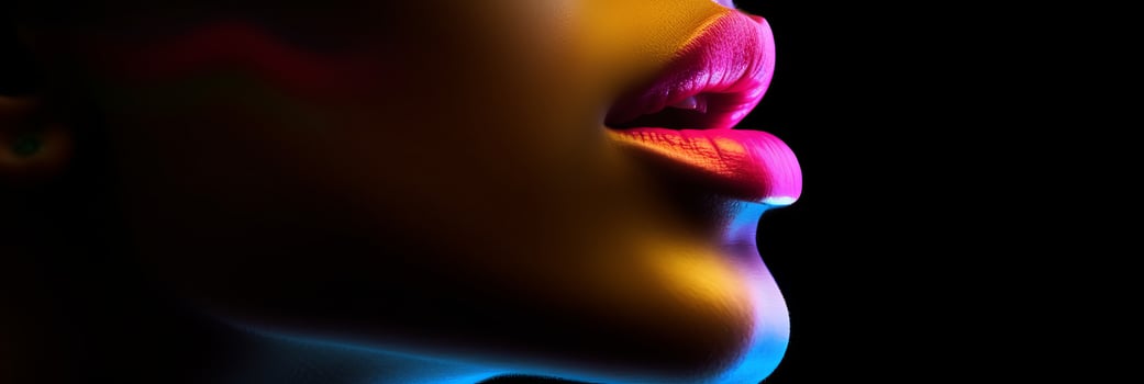 Minimalist silhouette of female lips. . photo
