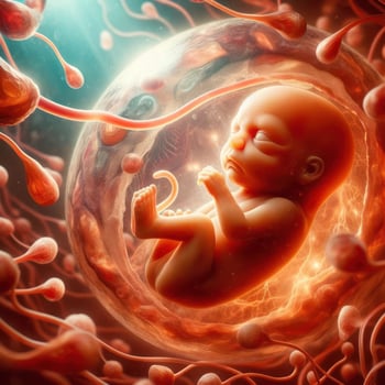 Detailed Human Fetus Illustration Showing a Baby's Growth Journey in the Womb photo