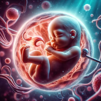 Detailed Human Fetus Illustration Showing a Baby's Growth Journey in the Womb photo
