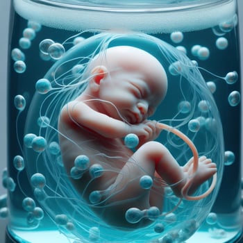 Detailed Human Fetus Illustration Showing a Baby's Growth Journey in the Womb photo
