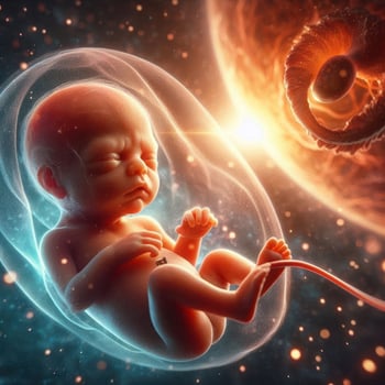Detailed Human Fetus Illustration Showing a Baby's Growth Journey in the Womb photo