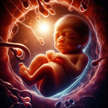 Detailed Human Fetus Illustration Showing a Baby's Growth Journey in the Womb photo