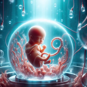 Detailed Human Fetus Illustration Showing a Baby's Growth Journey in the Womb photo
