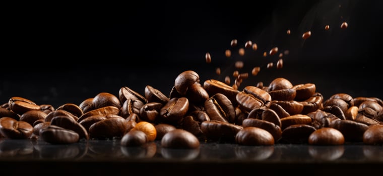 Freshly Roasted Coffee Beans Piled High photo