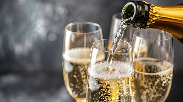 Champagne being poured into glasses photo
