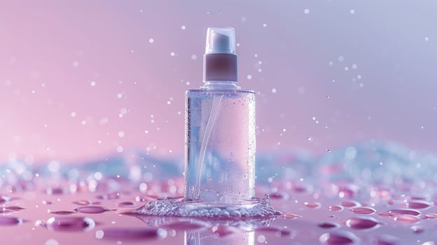 A detailed view of a plastic water bottle placed on a wooden table. photo