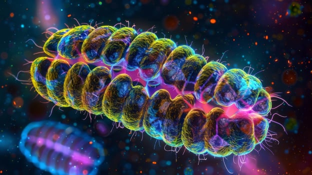 An optical transfer function image of a cell highlighting the energyproducing capabilities of mitochondria through its bright and distinct signal photo