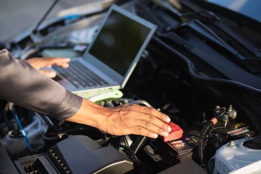 car service center mechanics are checking condition car and engine make sure they are ready use and in perfect condition according center warranty. periodic vehicle inspections for safety in driving. photo