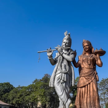 Big statue of Lord Radha Krishna near Delhi International airport, Delhi, India, Lord Krishna and Radha big statue touching sky at main highway Mahipalpur, Delhi photo