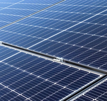 Generating clean energy with solar modules in a big park in nort photo